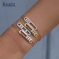 RAKOL-Bracelets de luxe en cristal pour femme bijoux de fête jonc JOLink simple coréen cubique