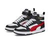 Sneaker PUMA "RBD GAME", Gr. 46, bunt (puma weiß, high risk rot, puma schwarz, puma team gold), Leder, Synthetik, sportlich, Schuhe