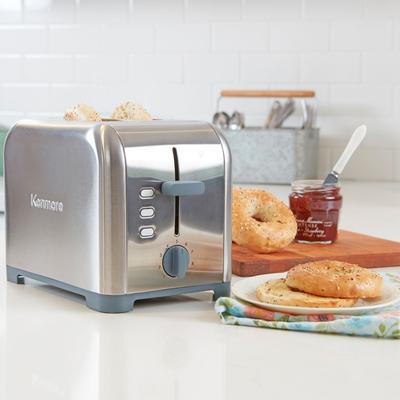 Kenmore 2-Slice Gray Stainless Steel Toaster, Wide Slot, Bagel/Defrost