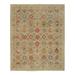 Shahbanu Rugs Beige, THE SUNSET ROSETTES, Hand Knotted Wool And Pure Silk, Oriental Rug (8'2" x 10'2") - 8'2" x 10'2"