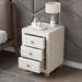 Modern Upholstered Storage Nightstand with 3 Drawers, Wood Knobs