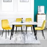 Modern Velvet Dining Kitchen Chair w/Cushion Seat Back & Black Coated Legs & Upholstered Side Chair (Set of 4)