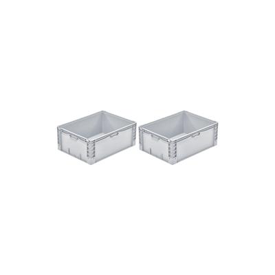 PROREGAL 2x Euro-Norm Großbehälter | HxBxT 32x60x80cm | 133 Liter | Glatter Boden | Grau | Eurobehälter, Transportbox, Transportbehälter Image
