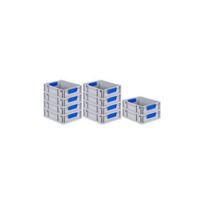 PROREGAL 10x Eurobox NextGen Color | HxBxT 12x30x40cm | 11 Liter | Griffe blau geschlossen | Glatter Boden | Eurobehälter Image