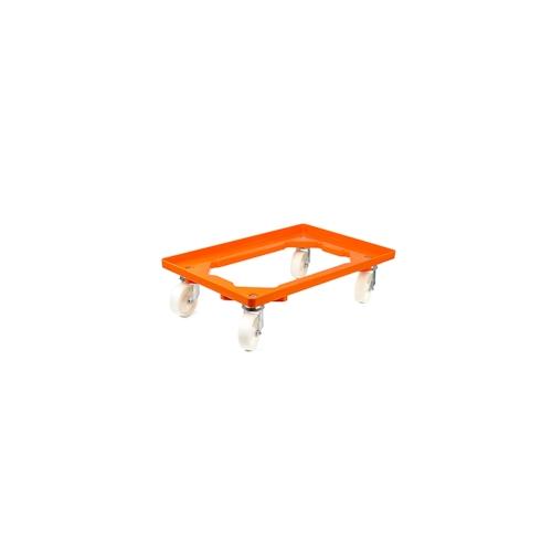 PROREGAL Transportroller Kistenroller Logistikroller mit Kunststoffräder orange | HxBxT 15×60,7×40,7cm | Offen | 2 Lenkrollen & 2 Bockrollen | 2 Stück