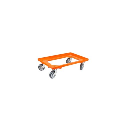 PROREGAL Transportroller Kistenroller Logistikroller mit Gummiräder orange | HxBxT 15×60,7×40,7cm | Offen | 4 Lenkrollen | 2 Stück