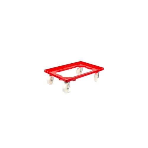 PROREGAL Transportroller Kistenroller Logistikroller mit Kunststoffräder rot | HxBxT 15×60,7×40,7cm | Offen | 4 Lenkrollen | 2 Stück