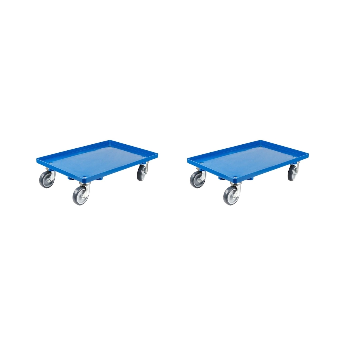 PROREGAL 2x Transportroller für Euroboxen 60x40cm mit Gummiräder blau | Geschlossenes Deck | 4 Lenkrollen | Traglast 300kg