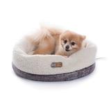 Gray Thermo-Snuggle Cup Bomber - Indoor Heated Dog Bed, 14" L X 18" W, Small, Gray / White