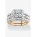 Women's Cubic Zirconia Princess-Cut Bridal Ring Set in Gold over Silver by PalmBeach Jewelry in Gold (Size 10)