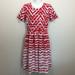 Lularoe Dresses | Lularoe Womens Amelia Short Sleeve Dress Pleated Red White Geometric Large | Color: Red | Size: L