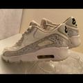 Nike Shoes | Nike Air Max Platinum/Silver Foil Accents Sneakers Womens 8 Youth 6.5 Very Good | Color: Silver/White | Size: W 8 Youth 6.5