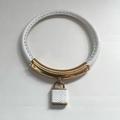 Michael Kors Jewelry | Michael Kors White Corded Leather Gold Tone Padlock Magnetic Bracelet | Color: Gold/White | Size: Os