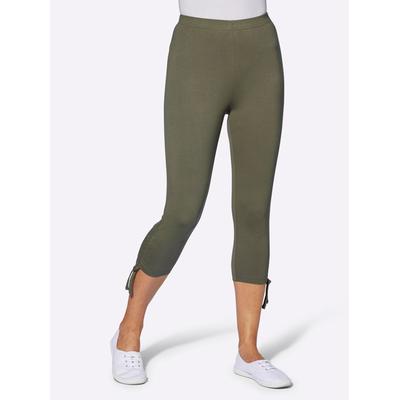 Caprileggings CASUAL LOOKS, Damen, Gr. 38, Normalgrößen, grün (khaki), 95% Baumwolle, 5% Elasthan, unifarben, 3/4-Länge, Hosen Image