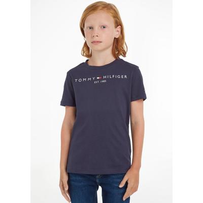 T-Shirt TOMMY HILFIGER "ESSENTIAL TEE", Jungen, Gr. 16/176, blau (marine), Obermaterial: 100% Baumwolle, bedruckt, Basic schmal, Rundhals, Kurzarm, Shirts, für Jungen und Mädchen Image