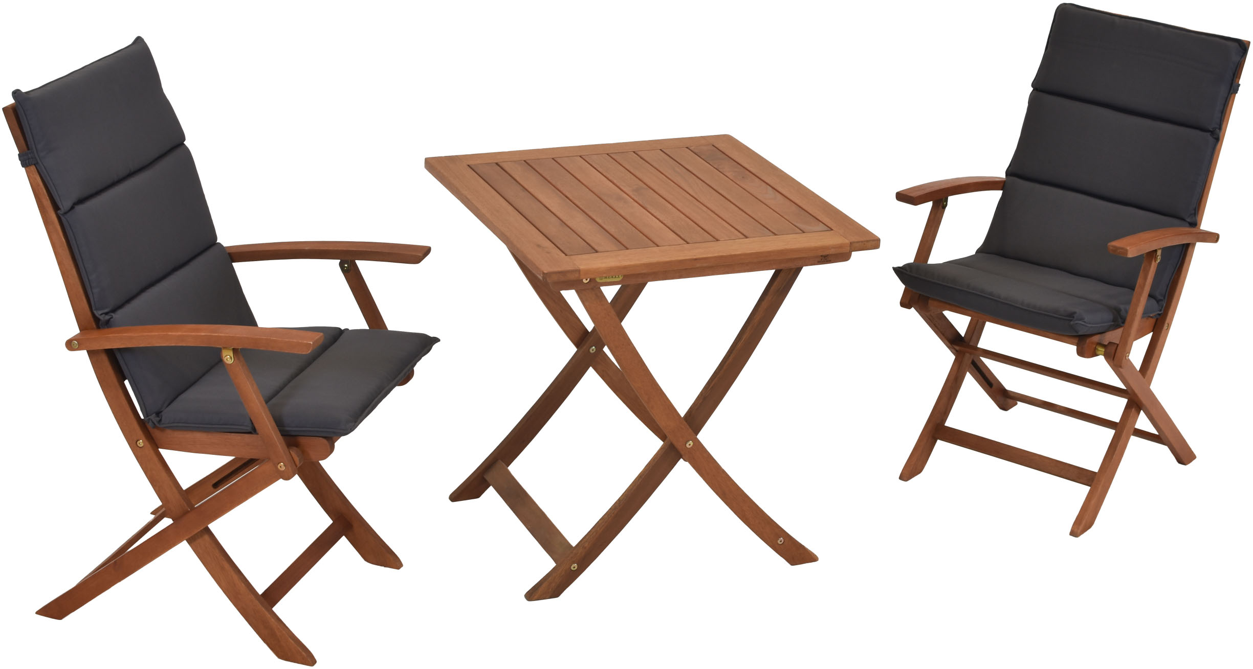 Balkonset MERXX "Comodoro", braun (braun,), B:64,5cm H:100cm T:56cm, FSC-zertifiziertes Massivholz, Sitzmöbel-Sets, Balkonset, 2 Klappsessel und Klapptisch