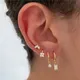 Ensemble de boucles d'oreilles en cristal plaqué or et argent 4 pièces/ensemble Piercing Huggie