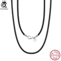 ORSA Jewelry – collier italien de 2mm en cuir véritable pour femmes et hommes avec fermoir en argent