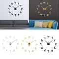 Horloge murale 3D grand autocollant mural en acrylique décoration d'horloge murale miroir pour