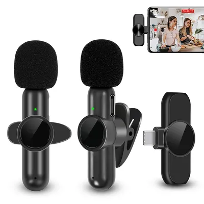Microphone Lavalier sans fil 2.4G anti-bruit enregistrement Audio et vidéo pour iPhone iPad