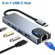 Hub 5 en 1 USB type-c vers Ethernet Rj45 adaptateur avec HDMI 4K Thunderbolt 3 USB-C 100W