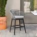 Tavira Indoor Outdoor Bar Height Bar Stool in Black Brushed Wood with Grey Rope