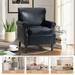 Levi Transitional Leather Armchair with Nailhead Trim Rolled Arms Set of 2 by HULALA HOME