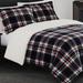 London Fog Faux Fur Plaid 3 Piece Comforter Set