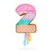 Number 2 Ice Cream Pinata for Two Sweet 2nd Birthday Party, Pull String (13 x 16.5 In)