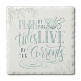 CounterArt Plan By The Tides 1 Pack Single Absorbent Stone Coaster Stoneware, Glass in Blue/White | 0.25 H x 4 W x 4 D in | Wayfair 02-02625