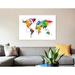 East Urban Home 'Watercolor Map Of The World Map, Bright Colors' By Michael Tompsett Graphic Art Print on Canvas Metal in Blue/Green/White | Wayfair