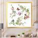 Winston Porter Butterfly On Botanical Bouquet - Picture Frame Print on Canvas in Green/Pink/Red | 16 H x 16 W x 1 D in | Wayfair
