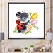 Zoomie Kids Cute Cartoon Rabbit Forest Animal - Traditional Canvas Artwork Canvas in Black/Pink/Red | 30 H x 30 W x 1 D in | Wayfair