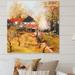 August Grove® Autumn Landscape w/ Farmhouse - Farmhouse Canvas Wall Decor Canvas, Cotton in Green/Red | 30 H x 30 W x 1 D in | Wayfair