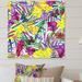 Bay Isle Home™ Tropical Leaves Flowers & Butterfly - on Canvas in Green/Indigo/Yellow | 16 H x 16 W x 1 D in | Wayfair
