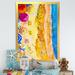 Highland Dunes Aerial Pastel Beach California II - Nautical & Coastal Canvas Art Print Canvas in Blue/Orange/Yellow | 20 H x 12 W x 1 D in | Wayfair