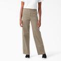 Dickies Women's Relaxed Fit Wide Leg Pants - Rinsed Desert Sand Size 30 (FP517)