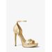 Michael Kors Jordyn Metallic Snake Embossed Leather Platform Sandal Gold 6