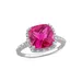 Belk & Co Lab Created 1/10 Ct Tw Diamond And 5 3/4 Ct Tgw Cushion Cut Created Pink Sapphire Halo Ring In Sterling Silver, White, 8