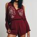 Free People Pants & Jumpsuits | Free People Purple Floral Embroidered Romper | Color: Cream/Purple | Size: Xs