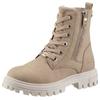 Schnürboots TOM TAILOR, Kinder, Gr. 38, beige (beige, kombiniert), Nubuklederimitat, Glitzer, modisch, Schuhe, mit Zierreißverschluss außen