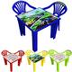 A406 Children Strong Table and Chairs set for Kids Toddlers Plastic Nursery Set Outdoor indoor Tea (Table + 2 Chairs, Blue)