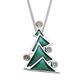 ORTAK 925 Sterling Silver Handmade Christmas Tree Pendant Necklace with Cubic Zirconia Scottish Jewellery for Women