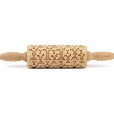 Teigroller FOLKROLL "3D-Motiv-Teigrolle", braun, L:23cm, Buchenholz, Teigroller, Osterhasen Image