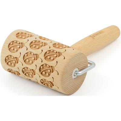 Teigroller FOLKROLL "3D-Motiv-Teigrolle", braun, L:9,5cm, Buchenholz, Teigroller, Marienkäfer Image