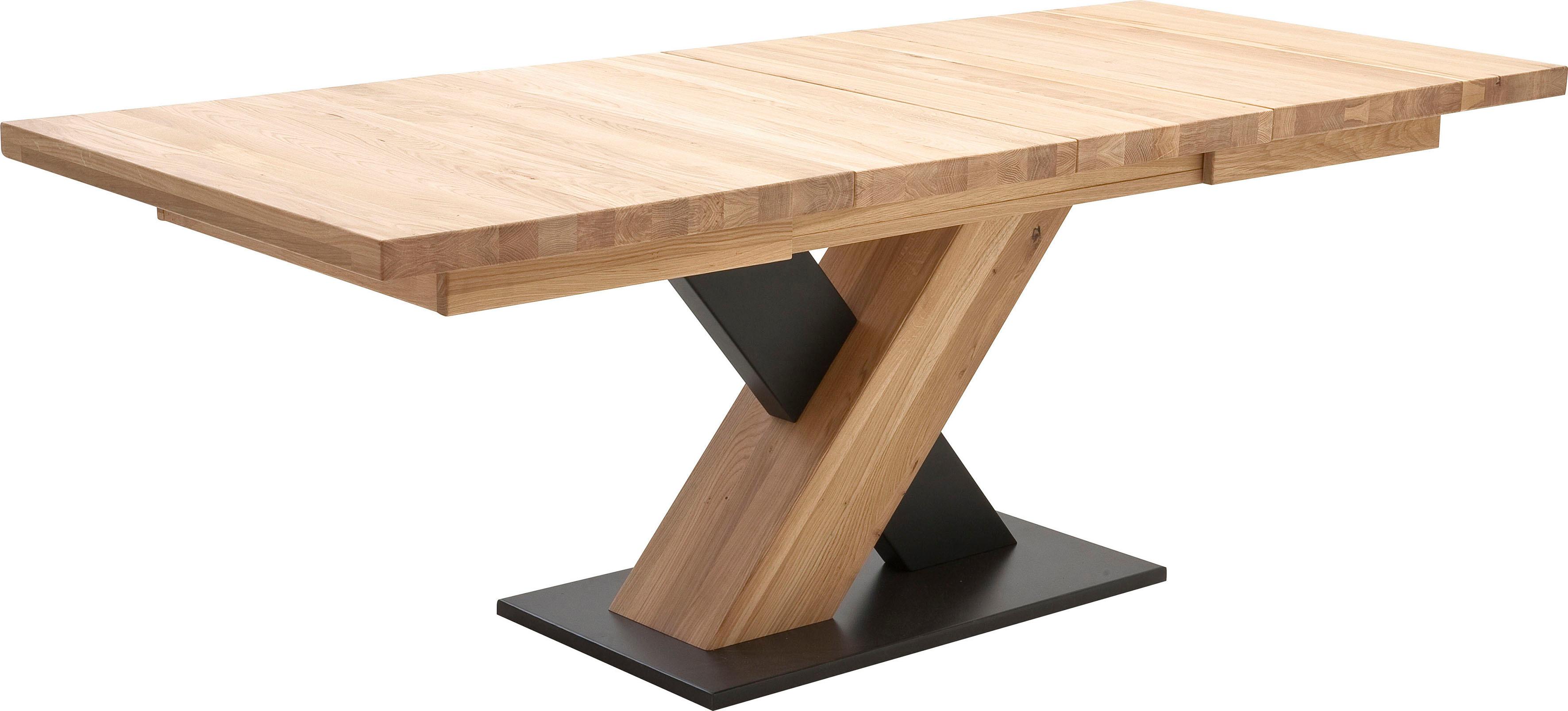 Esstisch MCA FURNITURE "Mendoza A", braun (eiche bianco, eiche bianco, schwarz, eiche bianco), B:140cm H:78cm T:90cm, Massivholz durchgehende Lamelle geölt;Bodenplatte MDF schwarz lackiert;Fuß MDF Schwarz lackiert, Tische, Esstisch, Esstisch...