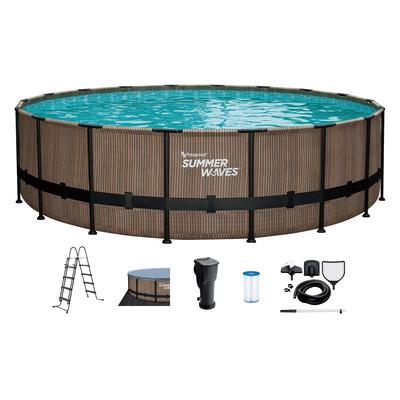 Framepool SUMMERWAVES "Elite", braun, H:132cm Ø:549cm, Schwimmbecken, ØxH: 549x132 cm, Teak-Optik