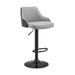 Gray Faux Leather Black Base Adjustable Modern Bar Stool - 41" x 19" x 19"