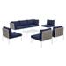 Harmony 8-Piece Sunbrella® Basket Weave Outdoor Patio Aluminum Sectional Sofa Set