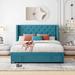 Queen Size Platform Bed with Wingback Headboard and a Big Drawer